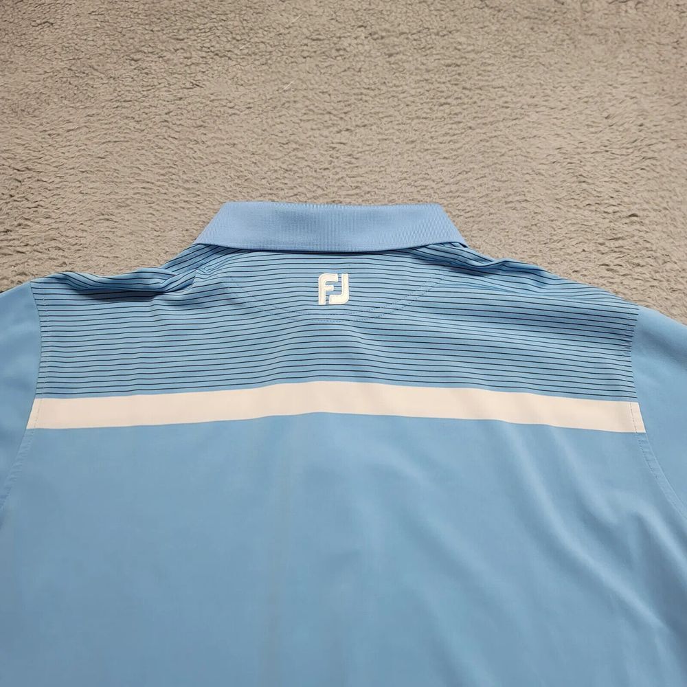 FJ FootJoy Shirt Mens XXL Blue Athletic Fit Striped Golf Outdoors Lightweight - Picture 4 of 13